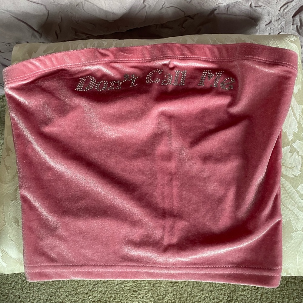 Pink velvet tube top